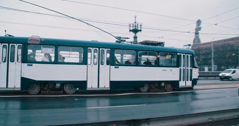 Tram in Riga, Latvia (4K) Stock Footage 102262710