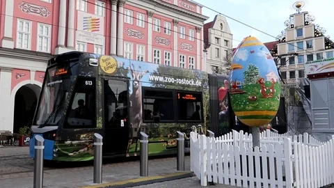 Tram in Rostock on Easter Stock Footage 105902000