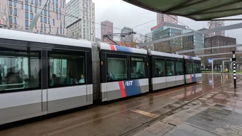 Tram in Rotterdam Stock Footage 240106133