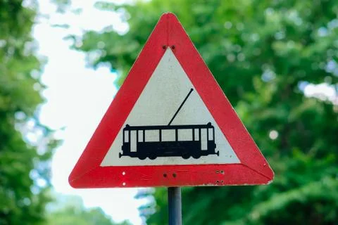 Tram sign Stock Photos
