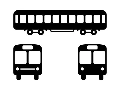 Tram silhouettes set vector illustration Stock Illustration