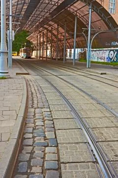 Tram station with a canopy Stock Photos