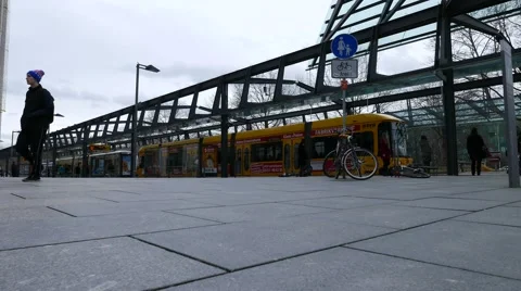 Tram station in Dresden Stock Footage 50589450