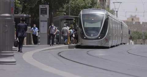 A tram station in Jerusalem Video stock 227884242