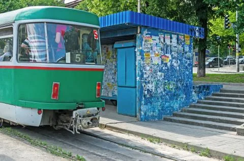 Tram station Stock Photos