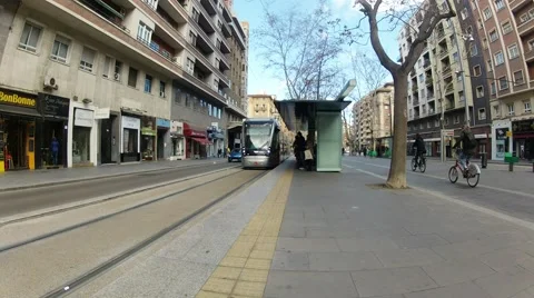 Tram stop Stock Footage 47406048