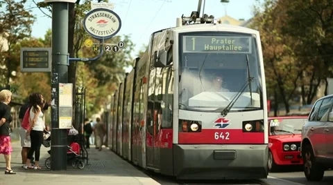 Tram stop in Vienna Stock Footage 21249594