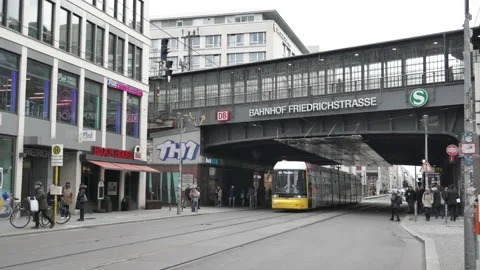 Tram in the street in Berlin Video stock 132355113