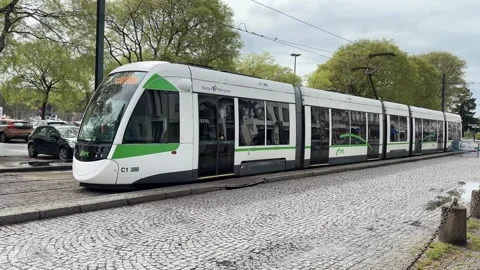 Tram on the streets of Nantes Stock Footage 282287571