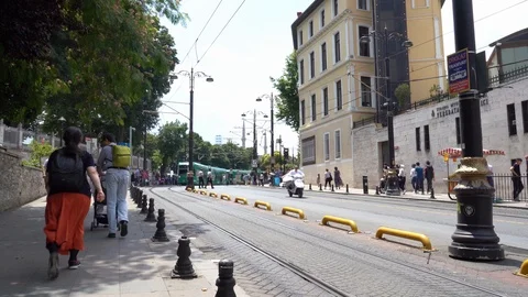 Tram in Sultanahmet District. Stock Footage 112601781