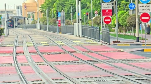 Tram track 스톡 동영상 314614586