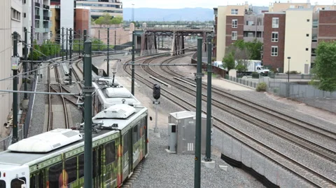 Tram train in denver colorado Stock Footage 6530833