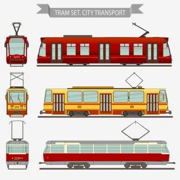 Tram vector city transport Stock Illustration