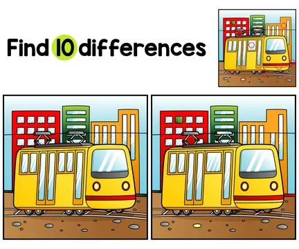 Tram Vehicle Find The Differences Illustrazione stock