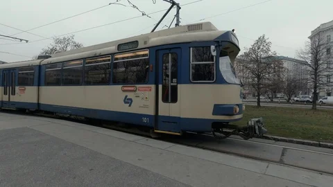 Tram in Viena Passing by 1 Stock Footage 126933876