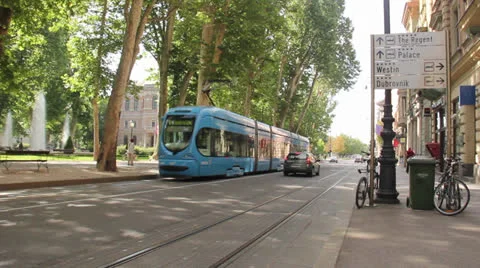Tram in Zagreb Stock Footage 24771443