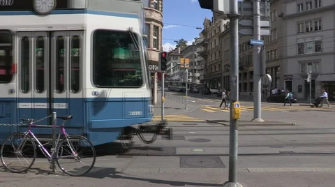 Tram in Zurich Stock Footage 41463448