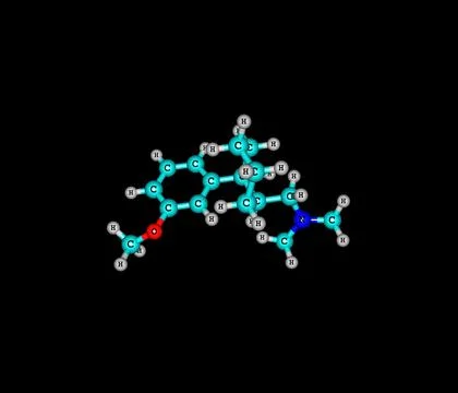 Tramadol molecule isolated on black Stock Illustration