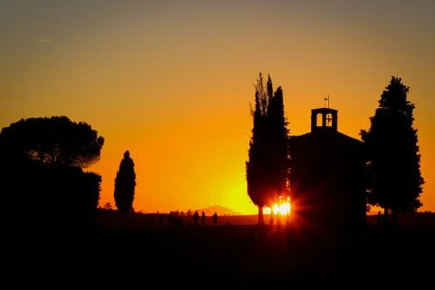Tramonto in val d'Orcia Stock Photos