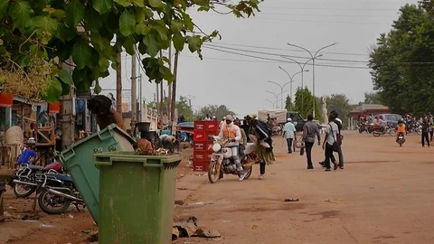 Tramp collecting garbage Stock Footage 80607742