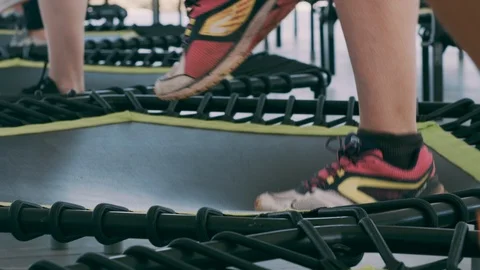 Trampolin Workout in a group Stockbeeldmateriaal 97448127