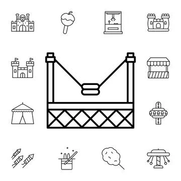 Trampoline, carousel flat vector icon in amusement pack Illustrazione stock