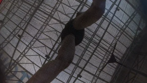 A trampoline indoors Stock Footage 129953943