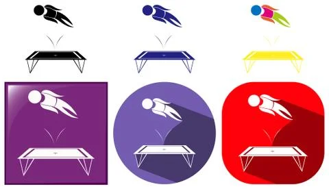 Trampoline jumping icon in three designs Stock Illustration