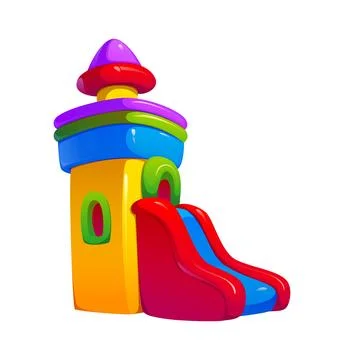 Trampoline park vector bouncy castle with slide Stock Illustration