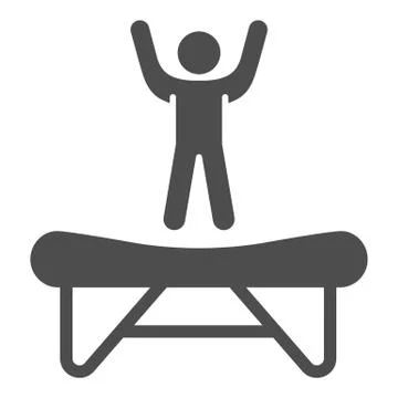Trampoline solid icon, Amusement park concept, jumping kid on trampoline sign on Illustrazione stock