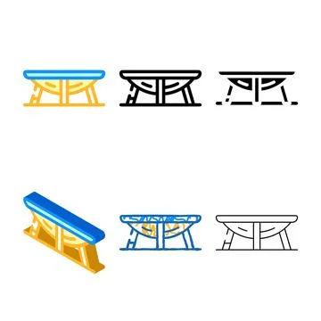 Trampoline styleset for jumping and exercising color icon vector Stock Illustration