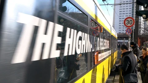 Trams and Trains, Hackescher Markt, Berlin Stock Footage 129548782