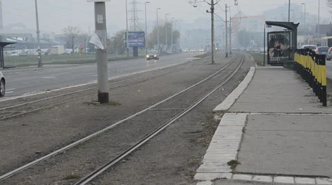 Trams and tram tracks Stock Footage 33043395