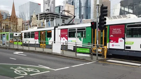 Trams are a major form of public transport in Melbourne. The network consists Stock Footage 130012252