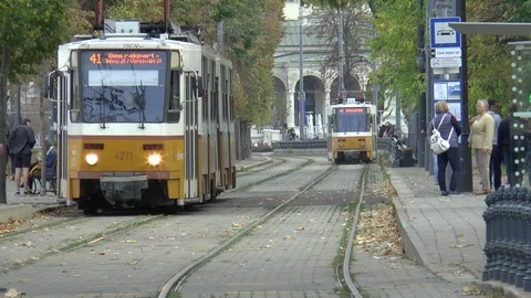 Trams In Budapest Stock Footage 99096927