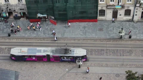 Trams In The City Center Stock Footage 52298604