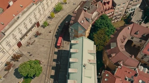 Trams crossing intersection in Bratislava, Slovakia, Stock Footage 260501316