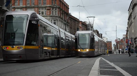 Trams in Dublin Stock Footage 33778036