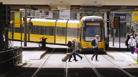 Trams during the commuter traffic Stock Footage 119717926