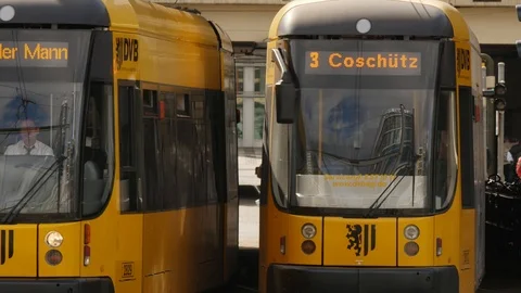 Trams during the commuter traffic Stock Footage 119718933