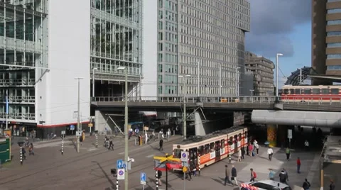 Trams in The Hague, Holland Stock Footage 7728106