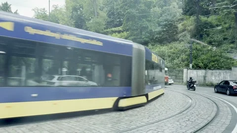 Trams passing each other in prague Stock Footage 326069113