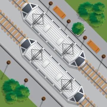 Trams on the road. Stock Illustration