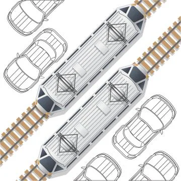 Trams on the road. Stock Illustration