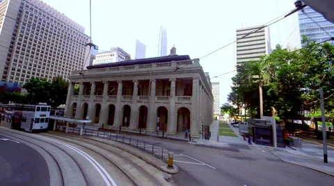 TRAMS SKYSCRAPER BUILDINGS CENTRAL HONG KONG CHINA Stock Footage 67006279