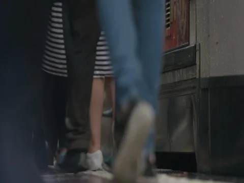 Trams on the street Stock Footage 76523267