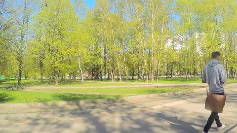 Trams at tram stop on a spring day timelapse Stock Footage 82980501