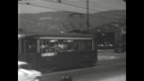 Trams in Trieste 1956 Stock Footage 310561200