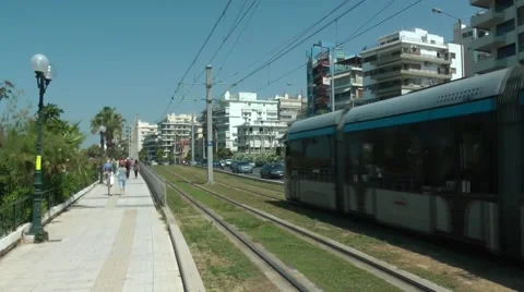 Tram/trolley is passing by. Vídeos de archivo 50606353