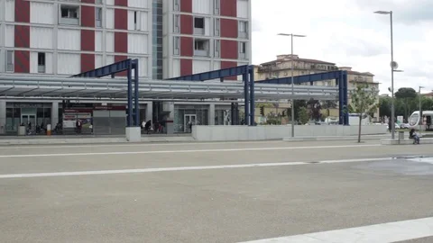 Tramway arrive to the stop 2 Stock Footage 75382572